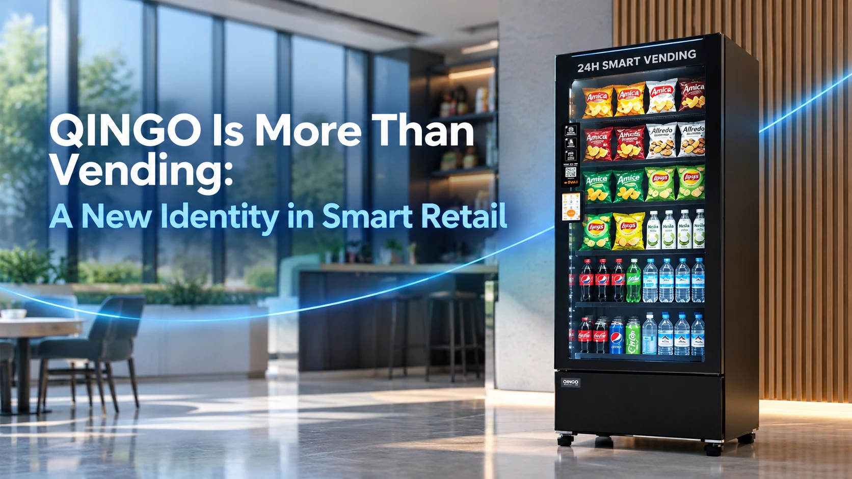 QINGO AI vending machines installed in a modern commercial environment
